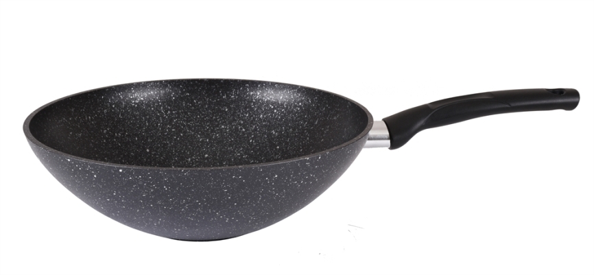 Сковорода wok (классическая) 280/95мм с ручкой, АП (темный мрамор) фото 1