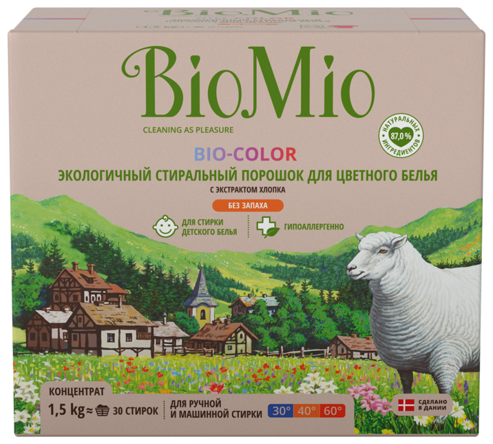 BioMio Стиральный порошок-концентрат без запаха,для цветного 1,5 кг фото 1
