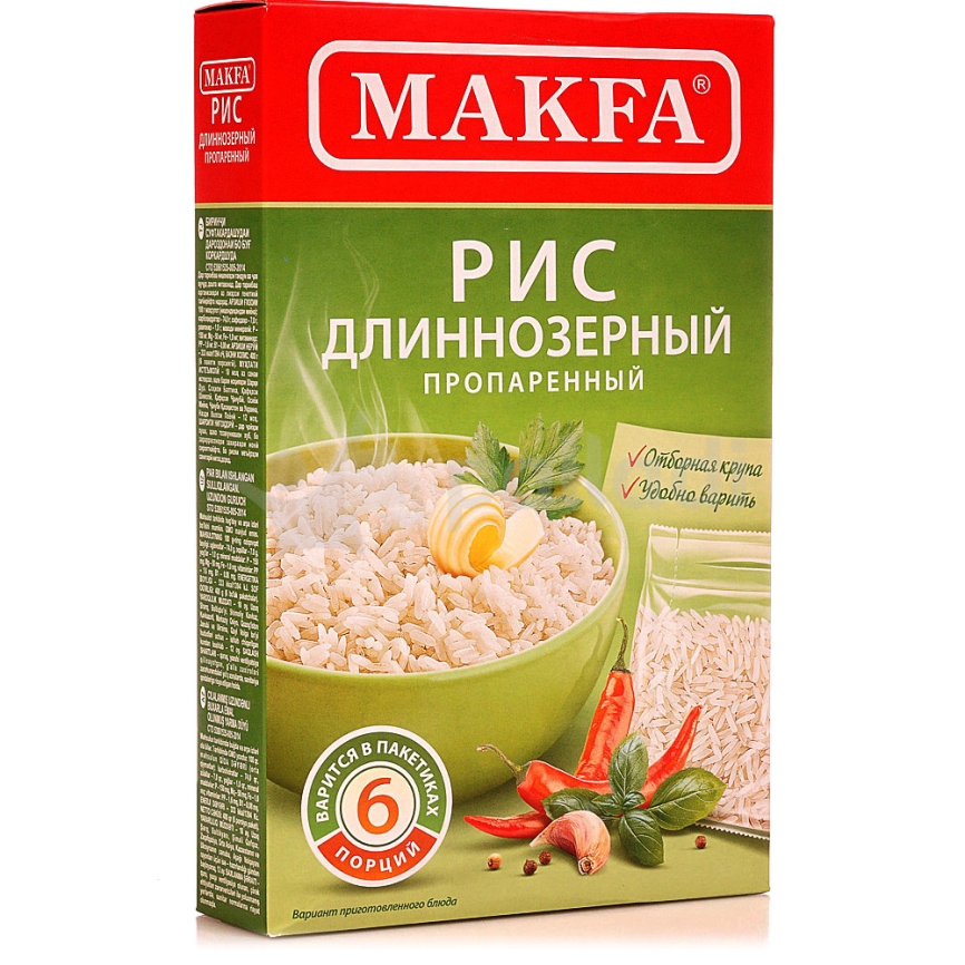 Крупа МАКФА рис длинозерный пропаренный 5*80 г (15 шт/уп) :: Крупы ...