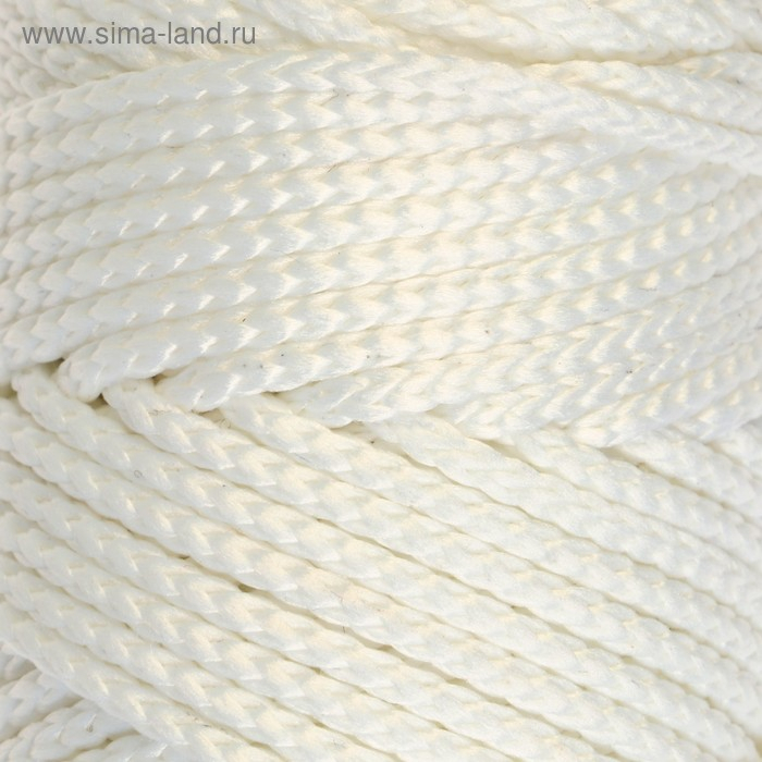 Шнур для вязания без сердечника 100% полиэфир, ширина 3мм 100м/210гр, (171 белый) 2862173 фото 1