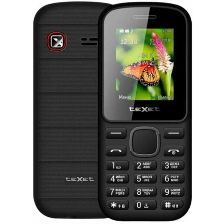 Сотовый телефон TEXET TM-130, 1.77", 2 sim, 16Мб, microSD, 600 мАч, чёрно-красный 10797033 фото 1