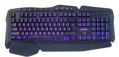 Perfeo клавиатура "STRIKE" Multimedia, GAME DESIGN, подсв. 3 цвет, USB, чёрный фото 1