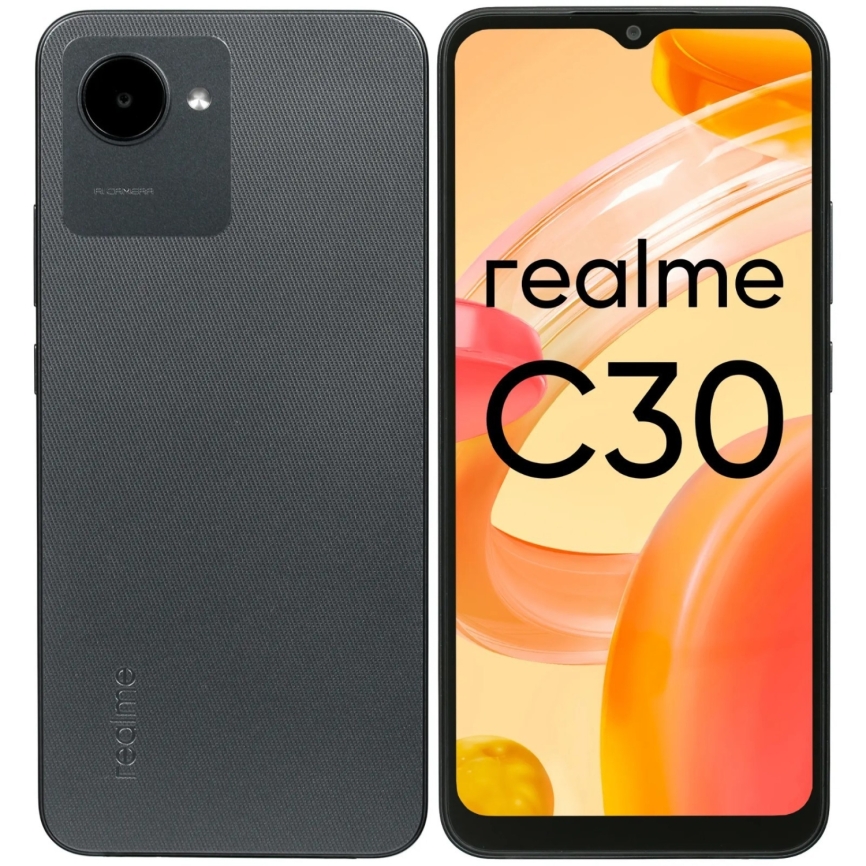 Смартфон Realme C30, 6.5", LCD, 2 sim, 4 Гб, 64 Гб, 8 Мп, 5 Мп, microSD, 5000 мАч, черный 9293429 фото 1