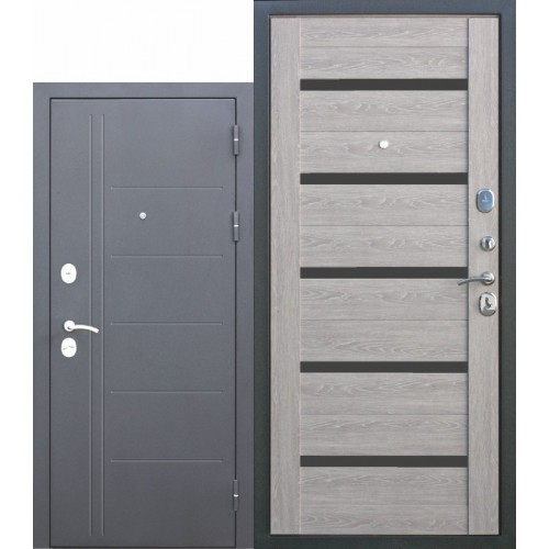 Дверь металлическая ТРОЯ 10 см серебро дымчатый дуб 960 левая фото 1