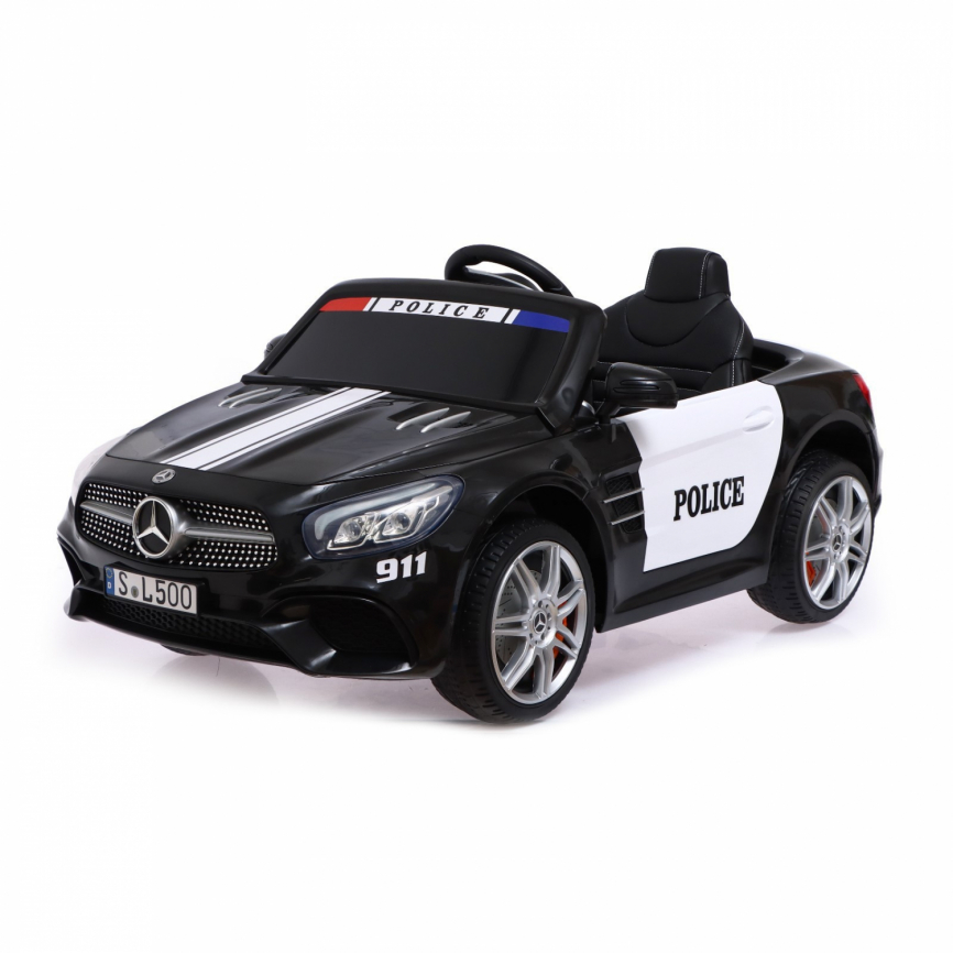 Электромобиль MERCEDES-BENZ SL500, полиция, EVA колеса, кожаное сидение, цвет черный   7437327 фото 1