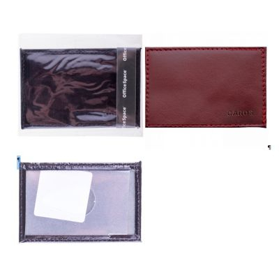 Обложка-карман для карт и пропусков OfficeSpace, 95*65мм, кожа тип 2, ассорти фото 1