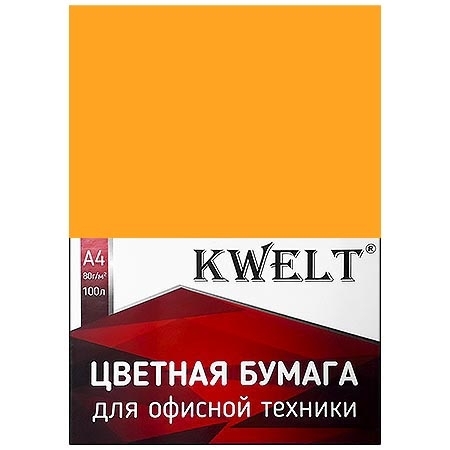 Бумага " KWELT " неон А4 80г/м 100л оранжевый фото 1