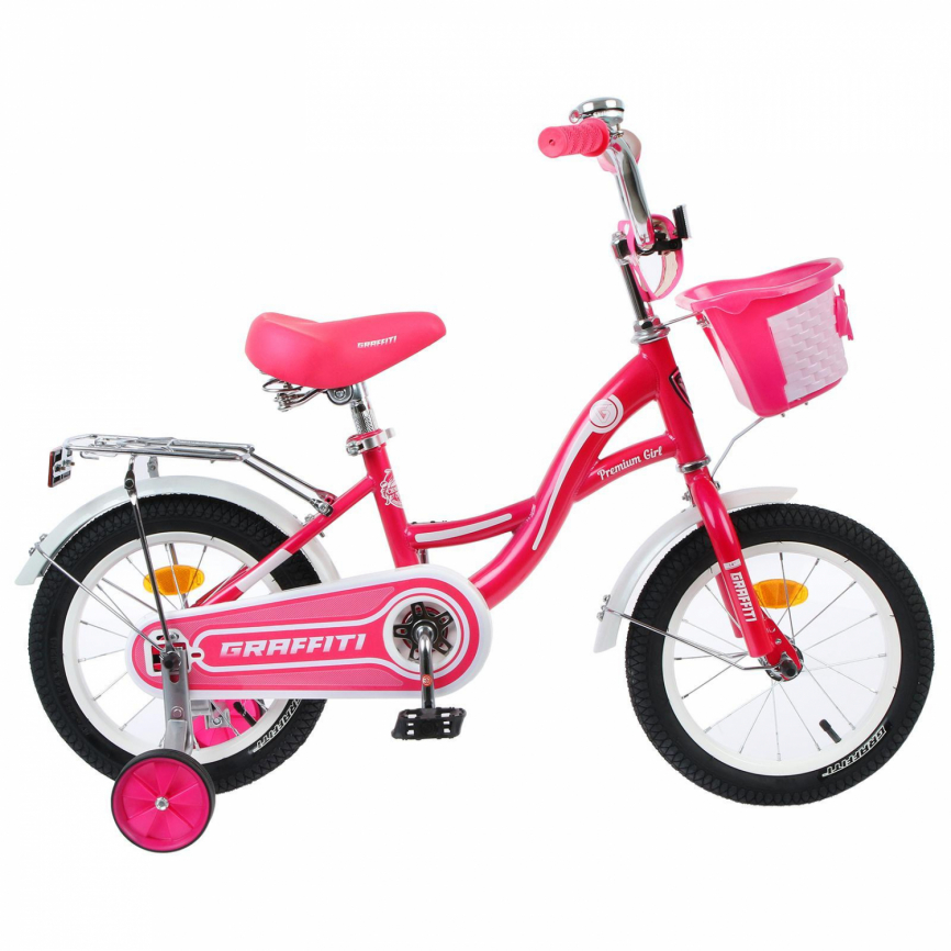 Велосипед 14" Graffiti Premium Girl, цвет розовый/белый 4510671 фото 1