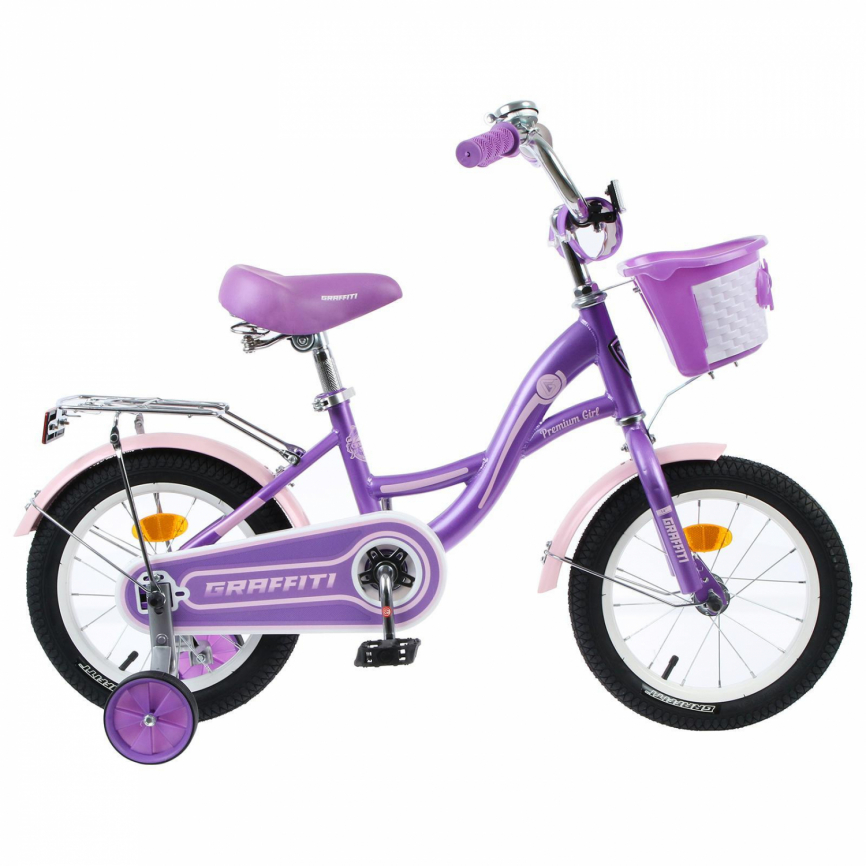 Велосипед 14" Graffiti Premium Girl, цвет сиреневый/розовый 4510672 фото 1