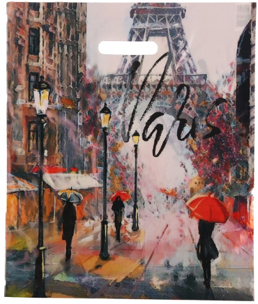Пакет "Дождь в Париже", полиэтиленовый с вырубной ручкой, 38х45 см, 50 мкм 9783026 фото 1
