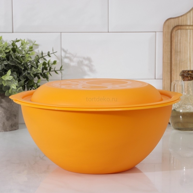 Миска с крышкой 3л, 26,5x25,5x12,9 см, цвет МИКС 1159804 фото 1