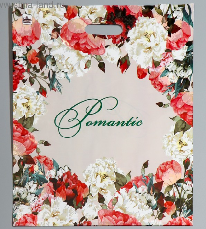 Пакет "Благородные цветы", полиэтиленовый с вырубной ручкой, 38х45 см, 60 мкм 1720649 фото 1