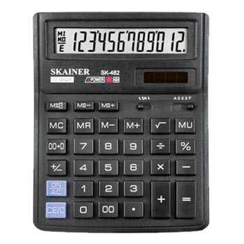 Калькулятор " Skainer " 12-разрядный 143*192*39.5мм, черный, двухуровневая память, клавиша ввода "00 фото 1