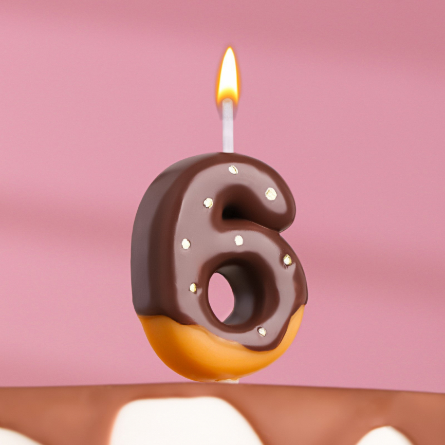 Свеча в торт "Шоколадная глазурь", цифра "6"   7003953 фото 1