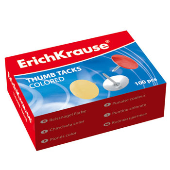 Кнопки " Erich Krause " 10мм 100шт цветные, в картонной упаковке фото 1