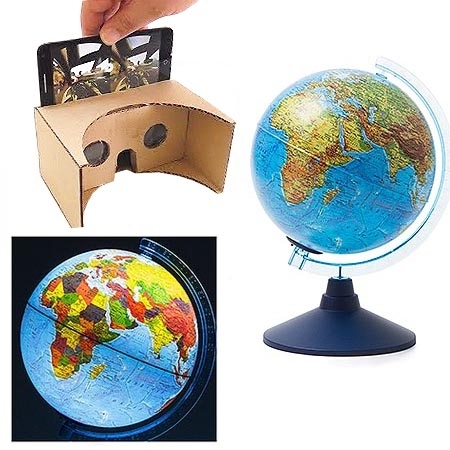 Глобус " Globen " Земли физико-политический 210мм, интерактивный, с подсветкой, от батареек, на подс фото 1