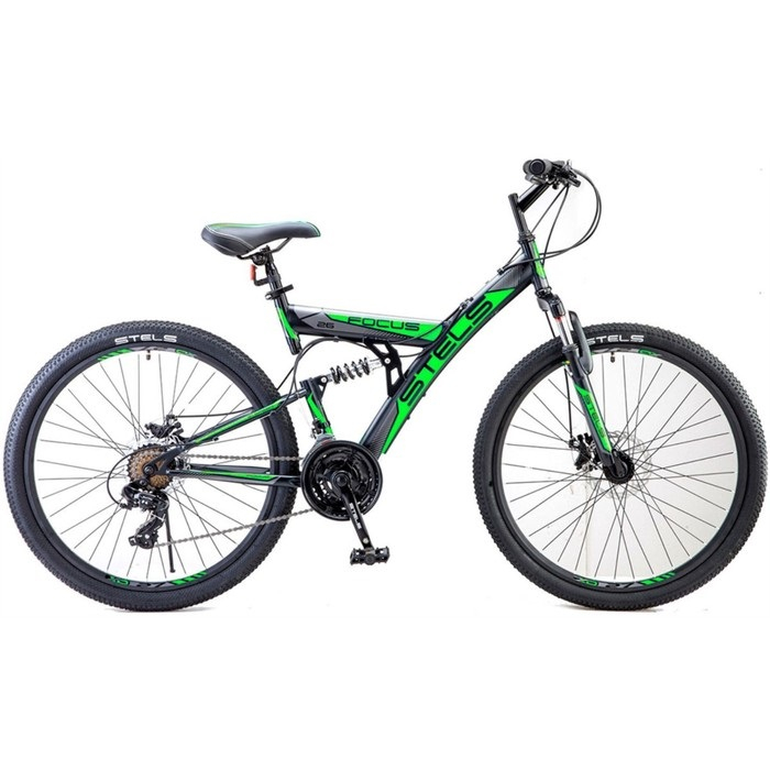 Велосипед 26" Stels Focus MD, V010, цвет чёрный/зелёный, размер 18" 3250684 фото 1