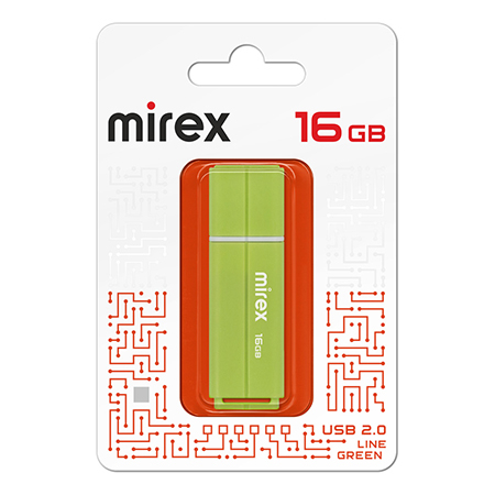 Флеш-диск " Mirex " 16GB Line зеленый USB 2.0 фото 1