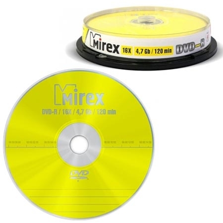 Диск DVD-R Mirex 4.7 GB 16x Cake box 10шт фото 1
