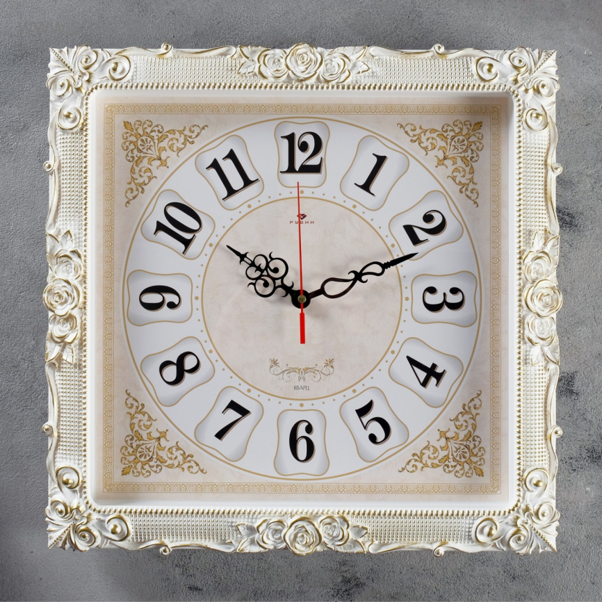 Часы настенные, серия: Классика, "Барака", белое золото, 38х38 см 4551242 фото 1