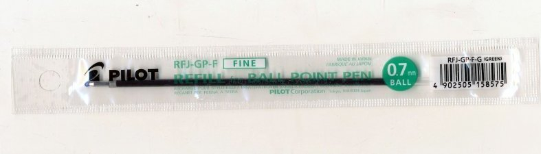 Стержень шариковый " Pilot " 144мм зеленый 0,7мм без упора, евронаконечник, для ручек Pilot-Fine фото 1