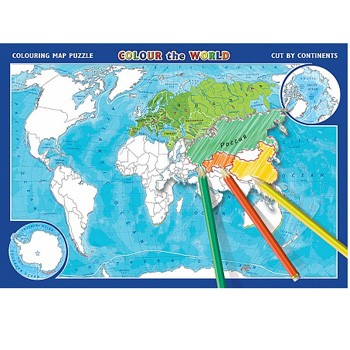 Карта-пазл-раскраска " Геоцентр " Мир Английский язык фото 1