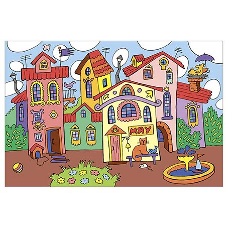 Живопись по номерам " Lori " 20*28,5см Разноцветный город, состав набора: основа с контуром, краски, фото 1