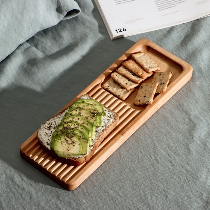 Доска разделочная для подачи и сервировки с менажницей, 28х10х1.8см, береза 9093785 фото 1