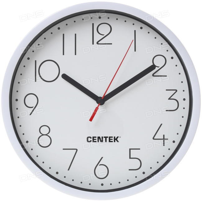 Часы настенные Centek СТ-7105 White (белый) 23 см диам., круг, шаговый ход, кварцевый механизм фото 1