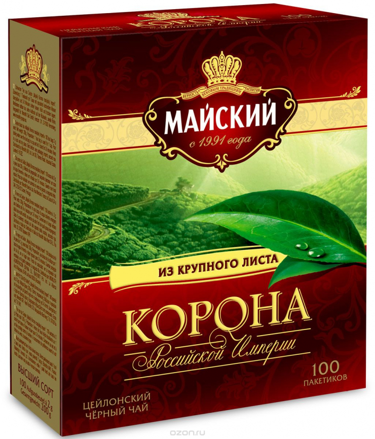 Чай МАЙСКИЙ корона рос. империи черный 100 г (21 шт/уп) фото 1