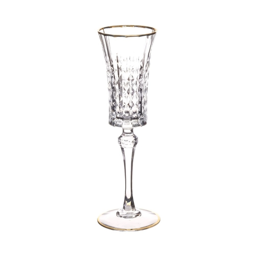 Набор бокалов для шампанского Lady Diamond золотая полоса 150 мл (6 шт) фото 1
