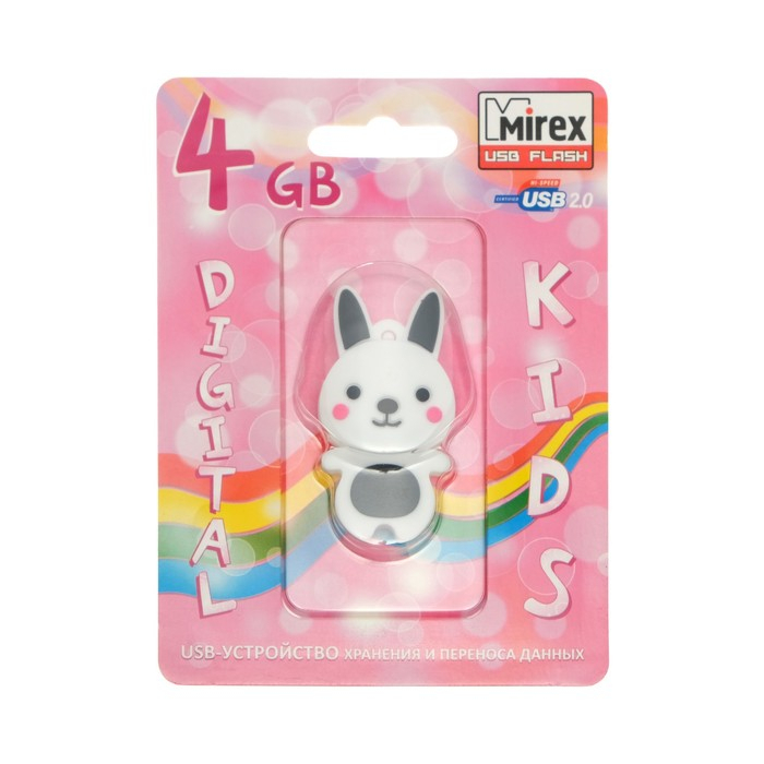 Флешка Mirex RABBIT GREY, 4 Гб, USB2.0, "кролик", чт до 25 Мб/с, зап до 15 Мб/с 1803007 фото 1