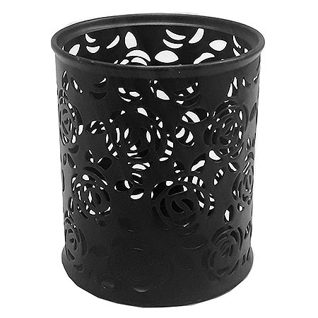 Стакан " KWELT " металлический ажурный, цветы, круглый черный фото 1