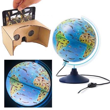 Глобус " Globen " Земли зоогеографический 250мм, интерактивный, с подсветкой, от сети, на подставке. фото 1