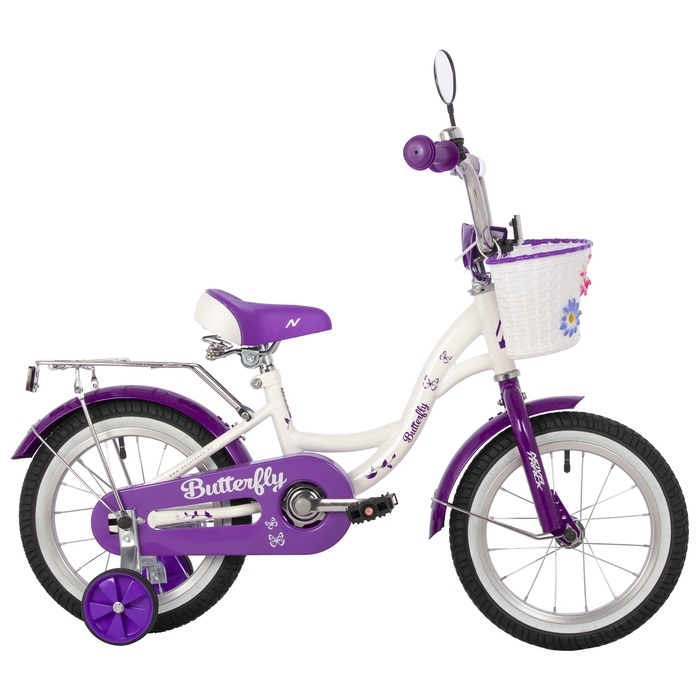 Велосипед 14" NOVATRACK BUTTERFLY, белый-фиолетовый 10323021 фото 1