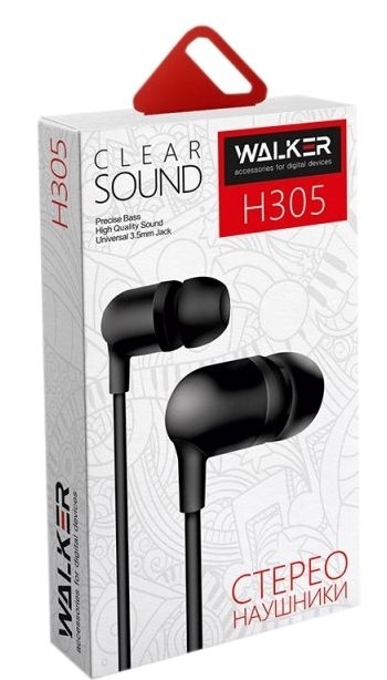 Наушники WALKER H305, черные фото 1