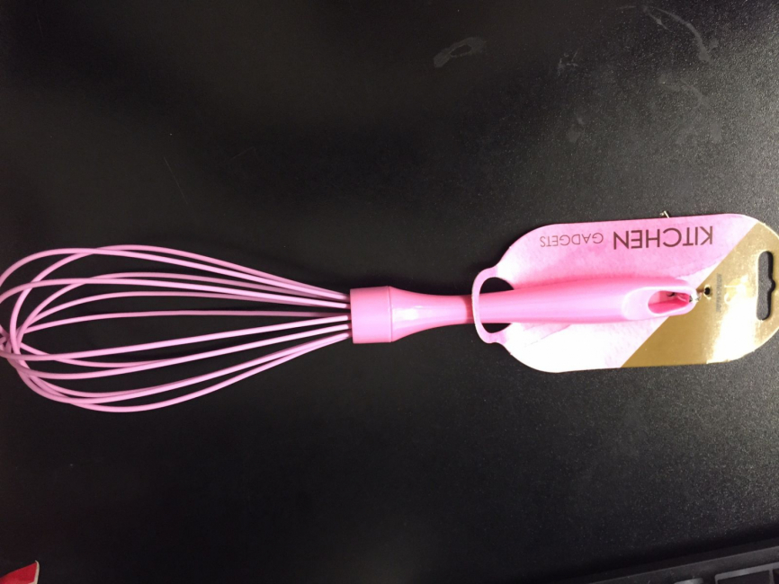 Венчик силикон, пластик ручка 29см розовый фото 1