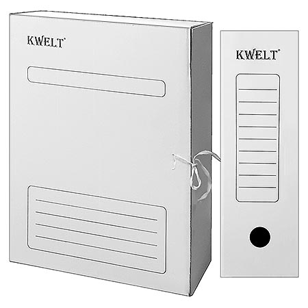 Короб архивный микрогофрокартон на завязках " KWELT " А4 75мм белый фото 1