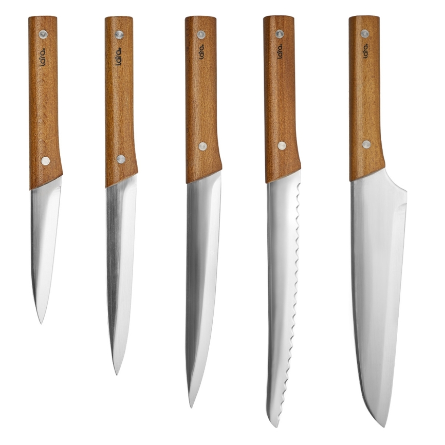 LR05-15 LARA Набор ножей 5 предметов, универсальный/поварской/д.овощей/д.хлеба/д.нарезки 3CR14 фото 1