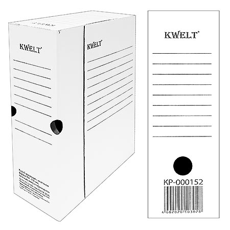 Короб архивный микрогофрокартон с клапаном " KWELT " А4 100мм белый фото 1