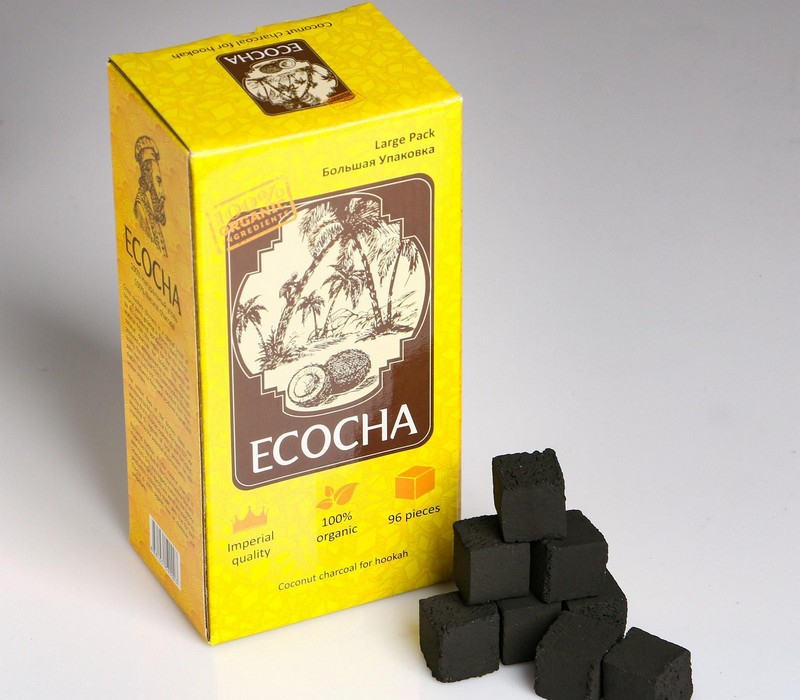 Уголь кокосовый Ecocha по 96 кубиков 1548490 фото 1