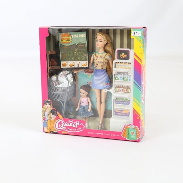 Кукла 2 шт. в упаковке в комплекте с набором "Мой магазин" из пластмассы на батарейках. Цена за упак фото 1