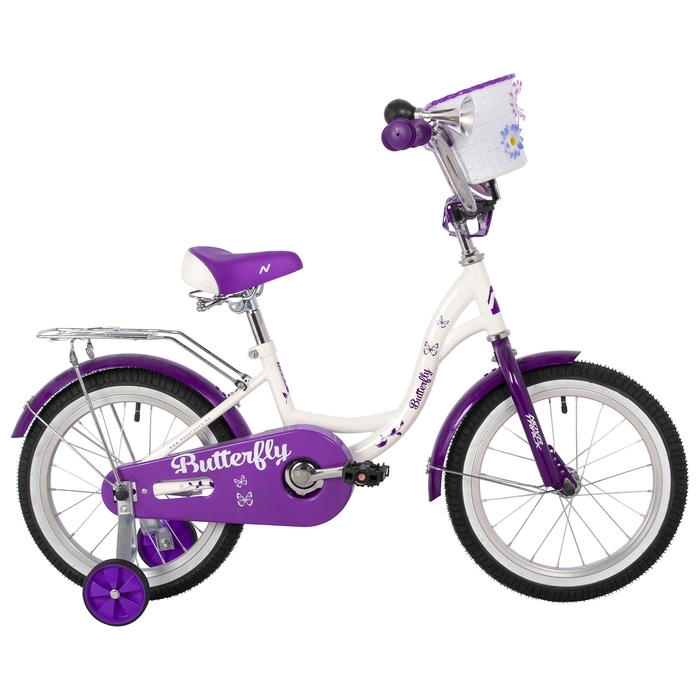 Велосипед 16" NOVATRACK BUTTERFLY, белый-фиолетовый 10323036 фото 1