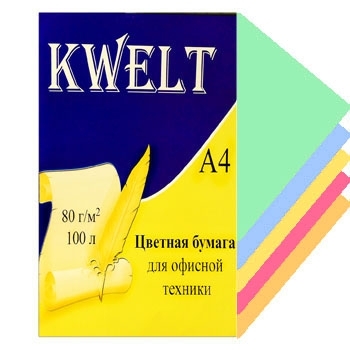 Бумага " KWELT " А4 80г/м  100л Микс 5цв по 20л фото 1