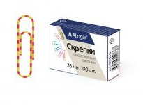 Скрепки 33 мм, Alingar, уп. 100 шт., металлические, с полимерным покрытием, цветные в полоску фото 1