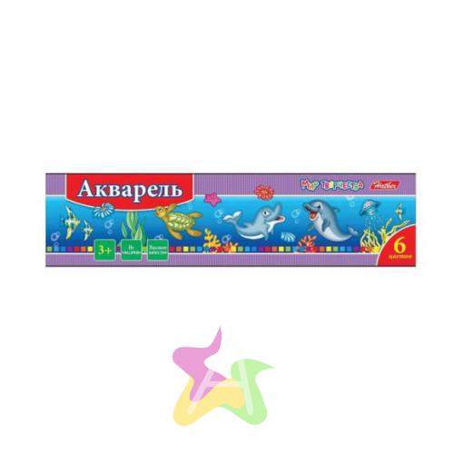 Акварель медовая "Дельфины", 6 цветов Hatber, цвет мультиколор, размер 190x45x10 мм фото 1