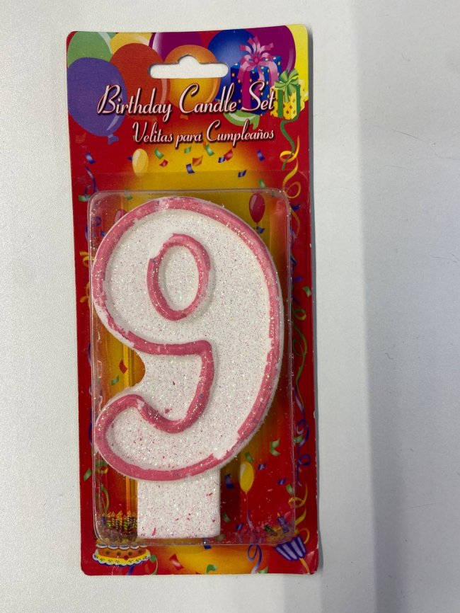 Свеча для торта цифра" 0-9 " 7*12см цветной ободок, блестки фото 1