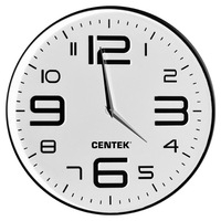 Часы настенные Centek СТ-7101 White 30 см диам., круг, ОБЪЁМНЫЕ ЦИФРЫ, плавный ход фото 1