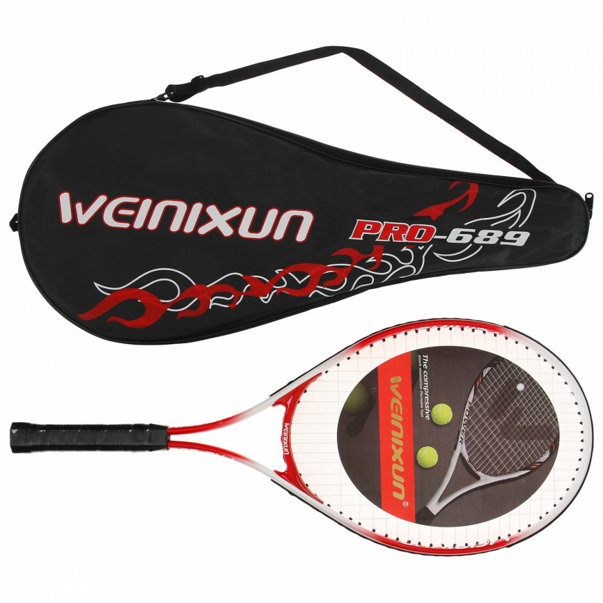Ракетка для большого тенниса тренир, алюмин. 257 гр, цвет красный 134098 фото 1