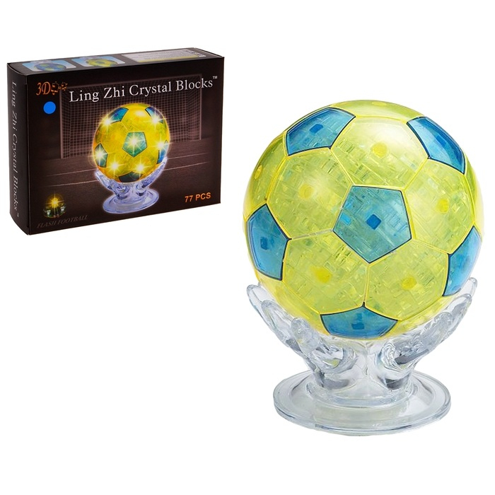 Пазл 3D кристаллический, "Мяч", 77 деталей, световые эффекты, работает от батареек, МИКС фото 1
